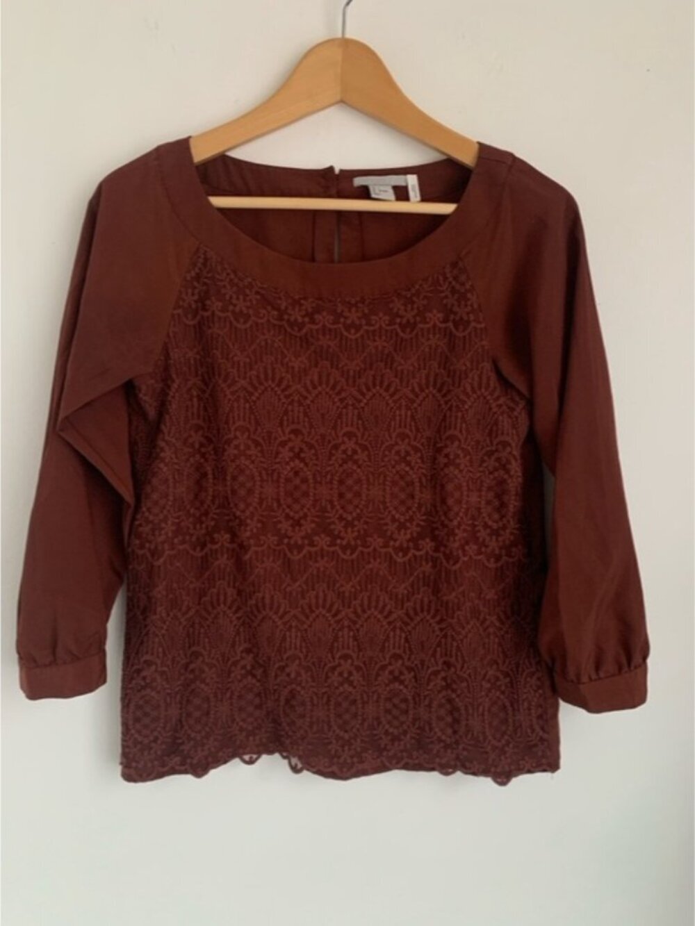 H&M Brown Lace Overlay Blouse - Picture 2 of 7